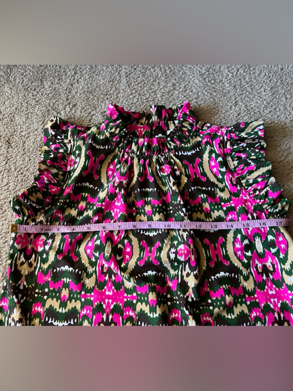Jude Connally Women's Shari Multicolor Ruffle Trim Stretch Dress Sz Small Pocket - Picture 5 of 9